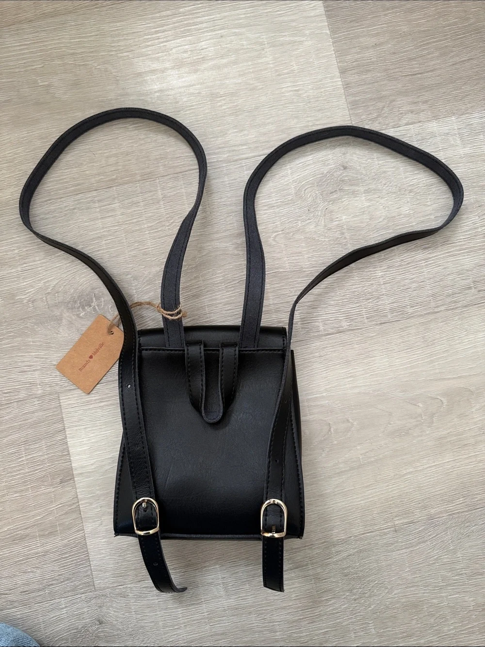 Brandy Melville Mini Backpack with Gold Horsebit Detail
